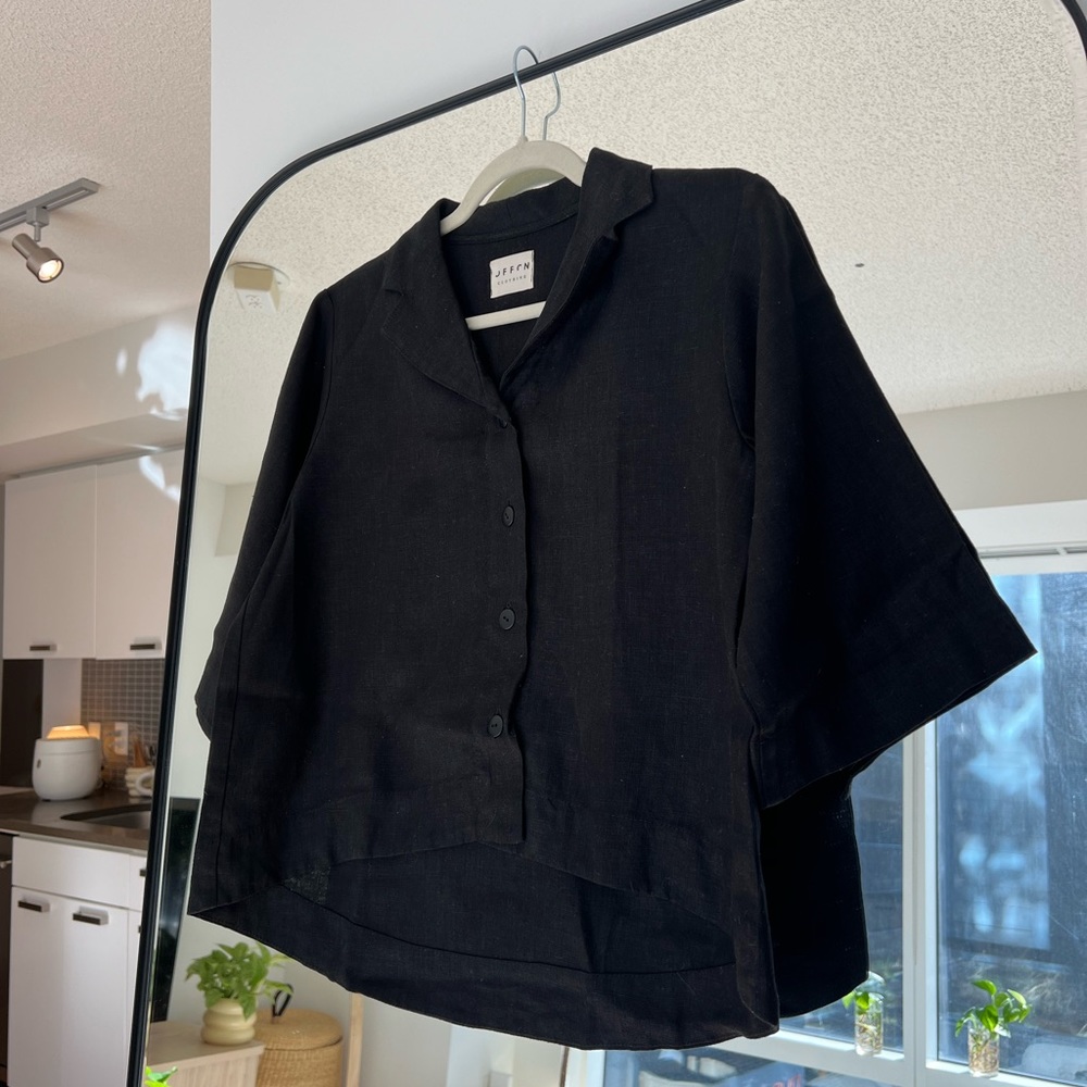 OffOn Revere Collar Shirt, Black - Picture 5 of 6